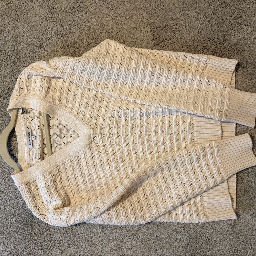 Veronica Beard Cream V-Neck Sweater - Picture 3 of 5